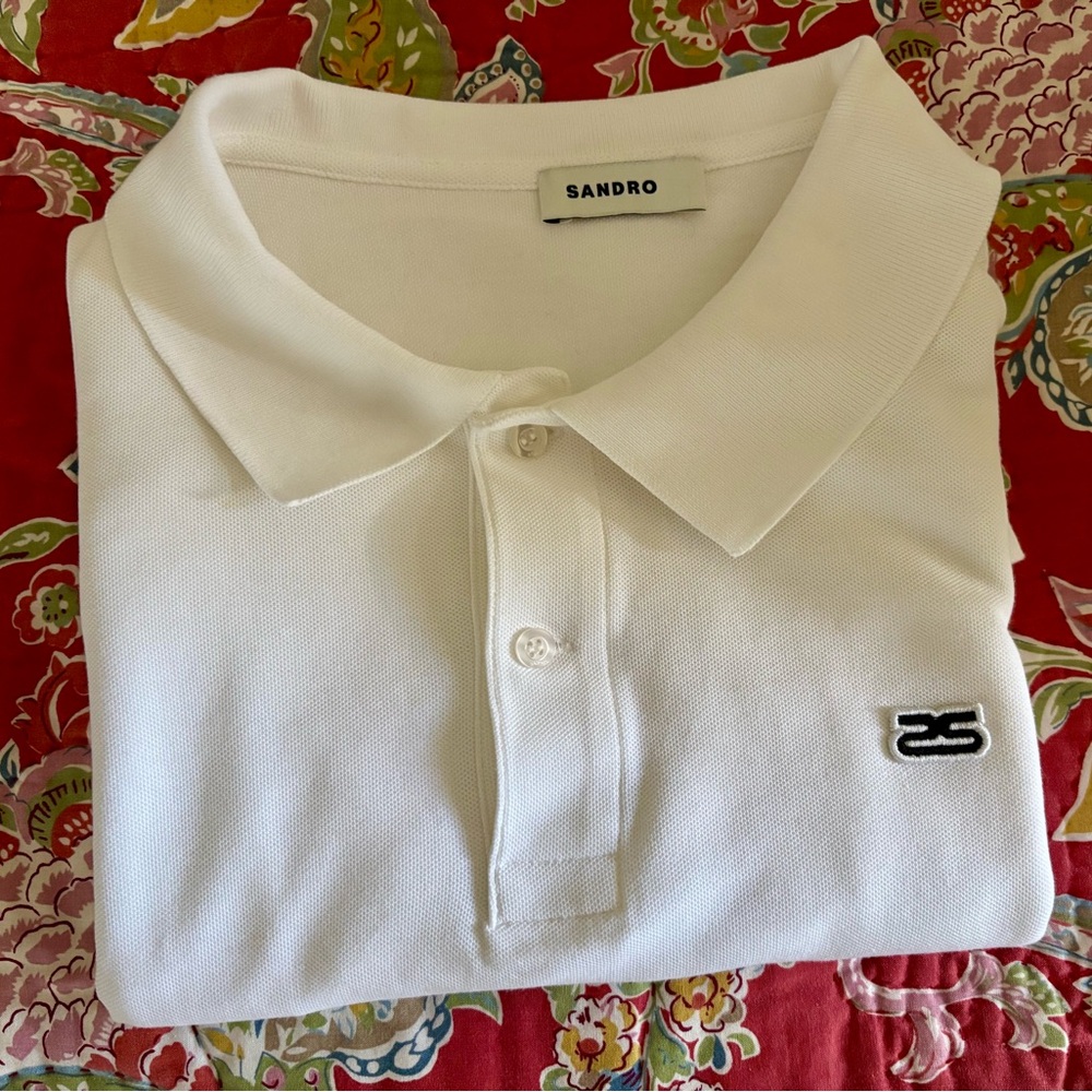 Sandro White Polo Shirt XL